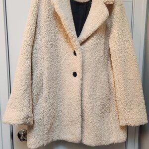 Liz Claiborne Womens Teddy Coat Cream Size XL